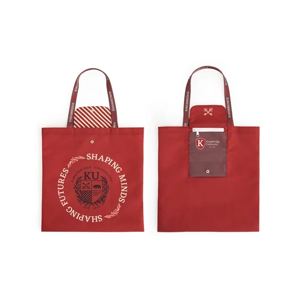 Full-Color Roll-Up Tote Made of 300D Material with Exterior Zipper Pocket... from ASI 45657 Pop! Promos