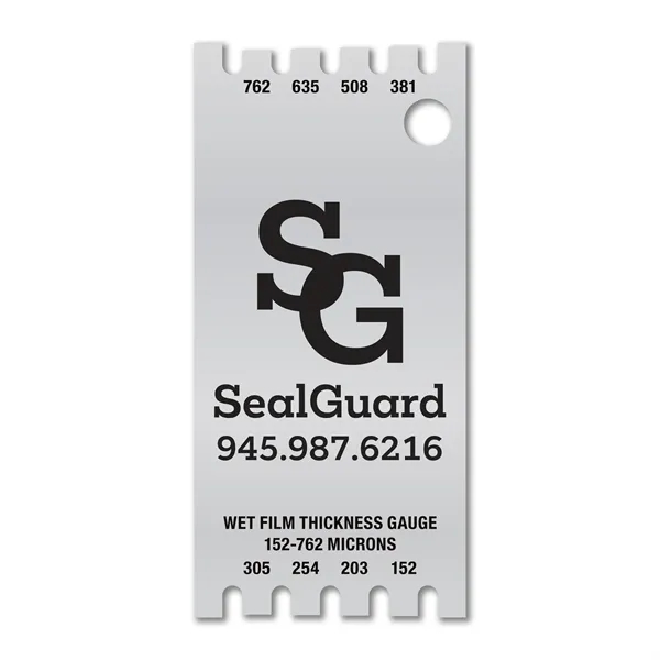 Metalphoto® 1.0625" x 2.25" .032 Aluminum Wet Film Thickness Gauge measuring... from ASI 53430 Executive Line / Executive Line®