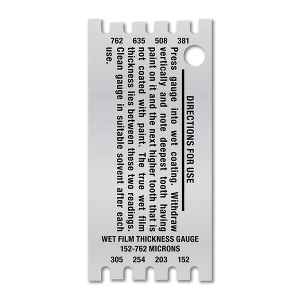 Metalphoto® 1.0625" x 2.25" .032 Aluminum Wet Film Thickness Gauge measuring... from ASI 53430 Executive Line / Executive Line®