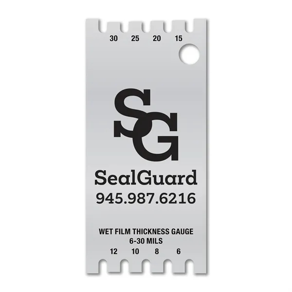 Metalphoto® 1.0625" x 2.25" .032 Aluminum Wet Film Thickness Gauge measuring... from ASI 53430 Executive Line / Executive Line®