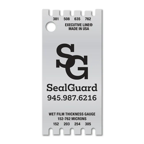 Metalphoto® 1.0625" x 2.25" .032 Aluminum Wet Film Thickness Gauge measuring... from ASI 53430 Executive Line / Executive Line®