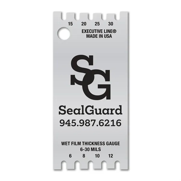 Metalphoto® 1.0625" x 2.25" .032 Aluminum Wet Film Thickness Gauge measuring... from ASI 53430 Executive Line / Executive Line®
