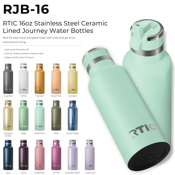 RTIC 16oz stainless steel ceramic lined journey water bottle.... from ASI 74601 Calico