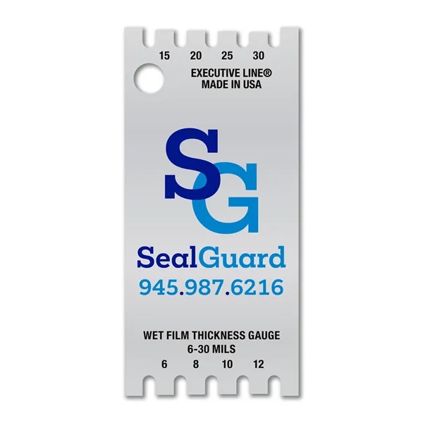 1.0625" x 2.25" .032 Aluminum 4CP Wet Film Thickness Gauge measuring... from ASI 53430 Executive Line / Executive Line®