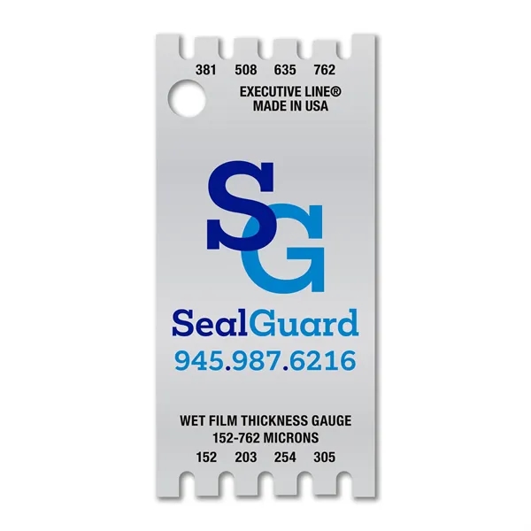 1.0625" x 2.25" .032 Aluminum 4CP Wet Film Thickness Gauge measuring... from ASI 53430 Executive Line / Executive Line®