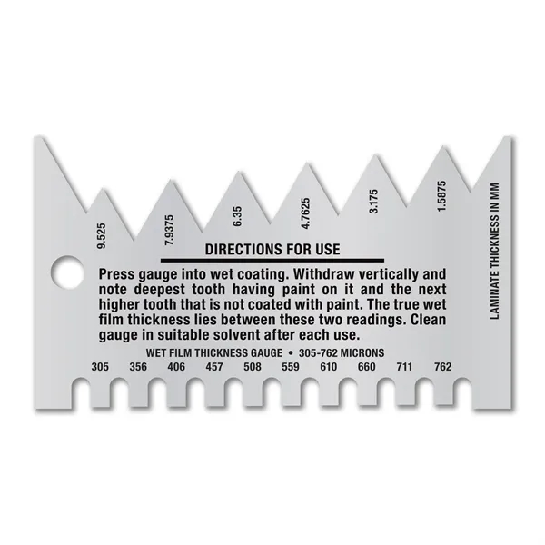 Metalphoto® 3.5" x 2" .032 Aluminum Wet Film Thickness Gauge measuring... from ASI 53430 Executive Line / Executive Line®