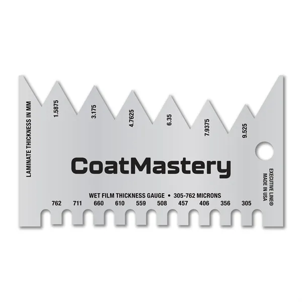 Metalphoto® 3.5" x 2" .032 Aluminum Wet Film Thickness Gauge measuring... from ASI 53430 Executive Line / Executive Line®