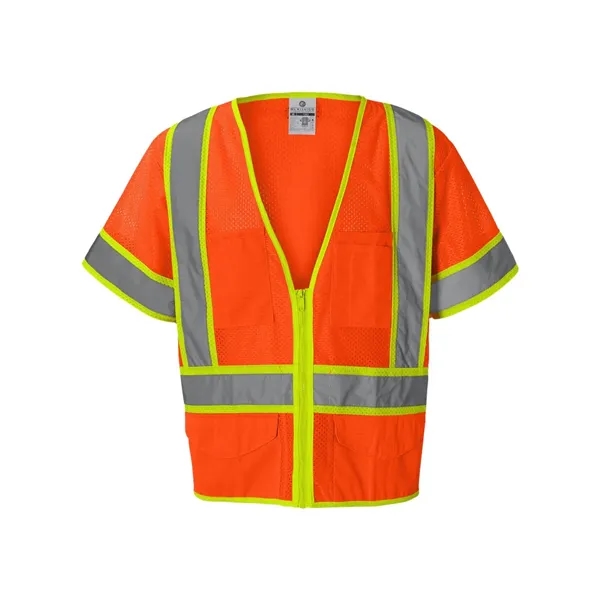 Mesh surveyor's vest in Lime with zipper front closure. Blank product.... from ASI 84358 S&S Activewear