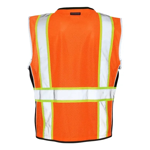 Heavy duty Lime color safety vest with outside cargo pockets. Blank.... from ASI 84358 S&S Activewear