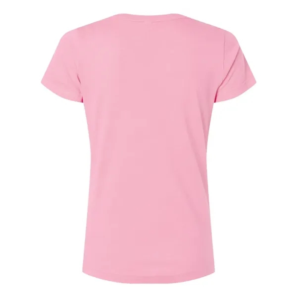 Women's fine jersey longer length V-neck T-shirt. Blank product.... from ASI 84358 S&S Activewear