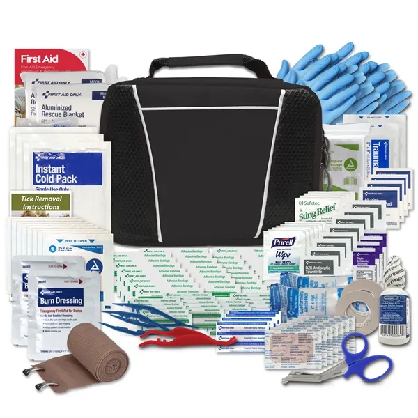 First aid kit with a nylon zippered bag, eye wash, tick... from ASI 84514 Safety Made