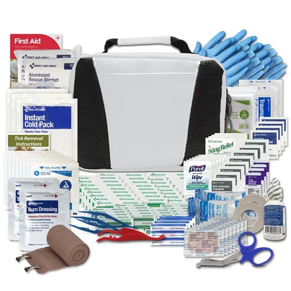 First aid kit with a nylon zippered bag, eye wash, tick... from ASI 84514 Safety Made