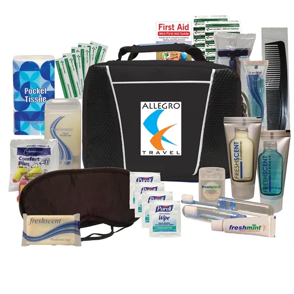 Road trip travel kit with a sleep mask, comb, earplugs, shampoo... from ASI 84514 Safety Made