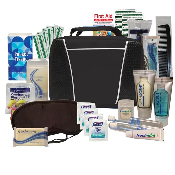 Road trip travel kit with a sleep mask, comb, earplugs, shampoo... from ASI 84514 Safety Made