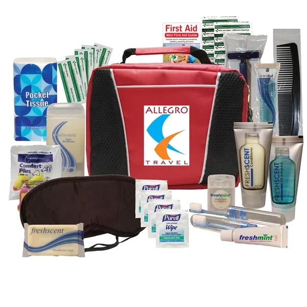 Road trip travel kit with a sleep mask, comb, earplugs, shampoo... from ASI 84514 Safety Made