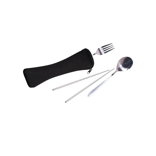 Three piece cutlery set with stainless steel fork, spoon, and chopsticks,... from ASI 79530 Prime Line