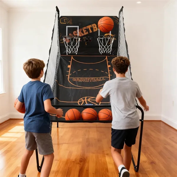 Dual shot basketball game with electronic scorer, 5 balls, folding design,... from ASI 72657 Active Life Promo