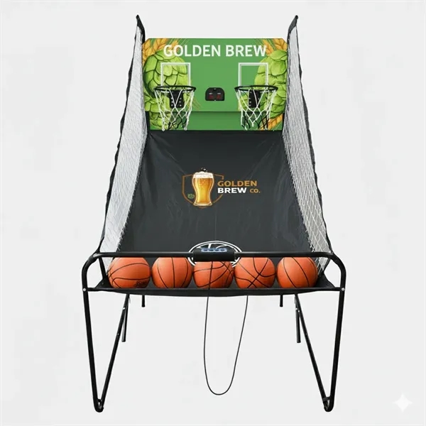 Dual shot basketball game with electronic scorer, 5 balls, folding design,... from ASI 72657 Active Life Promo