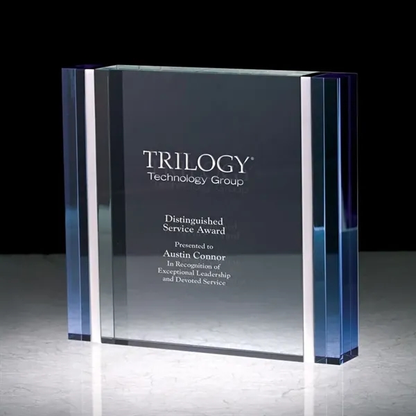 1" x 6" x 6.62" Cosenza III blue and aluminum-edged rectangle... from ASI 67866 Logomark/Valumark