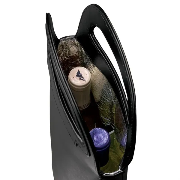 3.62" x 16.5" x 8" leather Gioia II double wine carrier... from ASI 67866 Logomark/Valumark