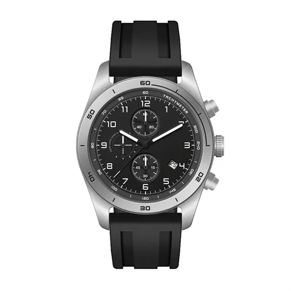 42MM STEEL MATTE SILVER CASE, CHRONOGRAPH MVMT, BL...... from ASI 67866 Logomark/Valumark