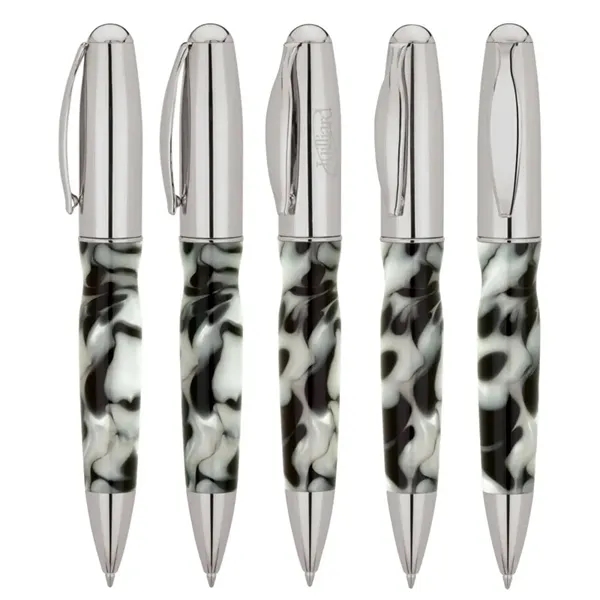 Ballpoint pen with twist-action mechanism, swirled resin barrel and chrome finish... from ASI 67866 Logomark/Valumark