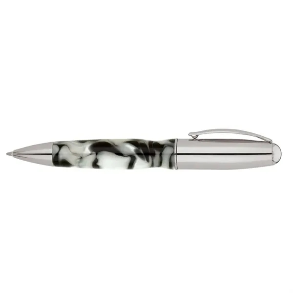 Ballpoint pen with twist-action mechanism, swirled resin barrel and chrome finish... from ASI 67866 Logomark/Valumark