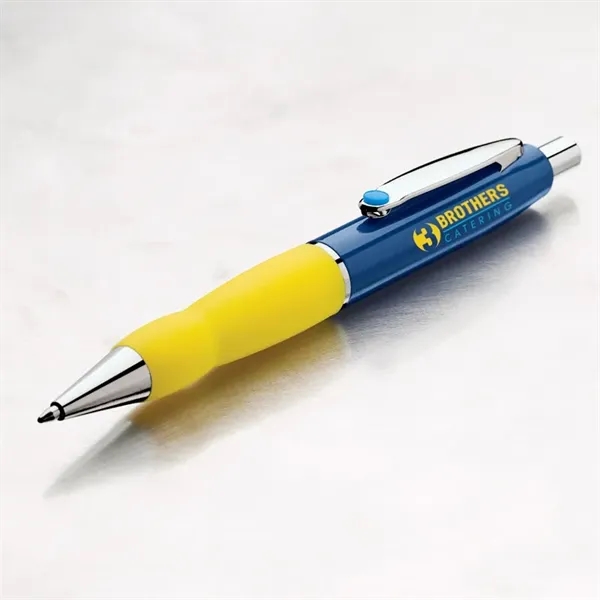 Plunger action ballpoint pen with brass cap, chrome clip and trims,... from ASI 67866 Logomark/Valumark / Valumark™