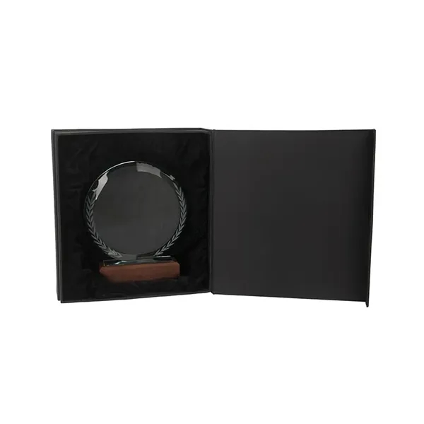 Redondo Crystal Award with Wood Base... from ASI 67866 Logomark/Valumark
