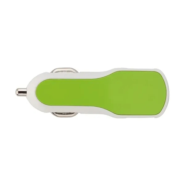 0.56" x 2.94" x 0.94" Solas twin port USB car charger... from ASI 67866 Logomark/Valumark / Valumark™