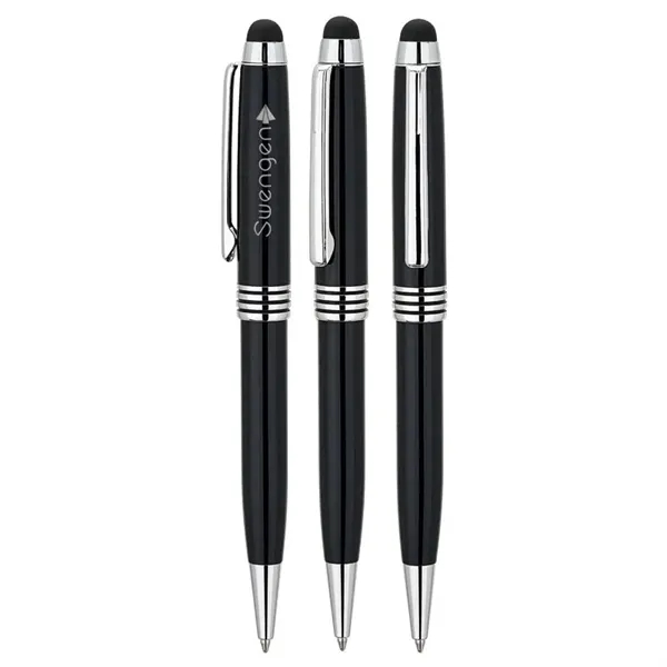 Twist action ballpoint pen with chrome trim and a capacitive stylus.... from ASI 67866 Logomark/Valumark