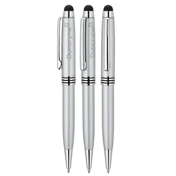 Twist action ballpoint pen with chrome trim and a capacitive stylus.... from ASI 67866 Logomark/Valumark