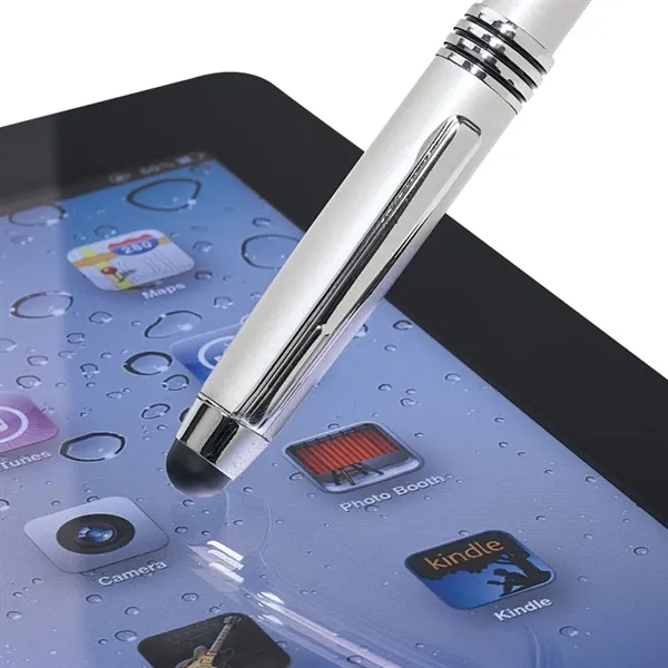 Twist action ballpoint pen with chrome trim and a capacitive stylus.... from ASI 67866 Logomark/Valumark
