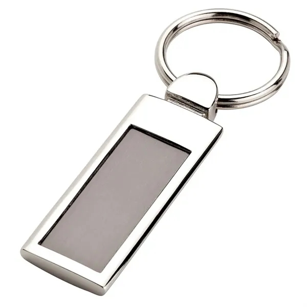 0.25" x 3.12" x 1.12" Doda aluminum tag-shaped keychain with nickel... from ASI 67866 Logomark/Valumark