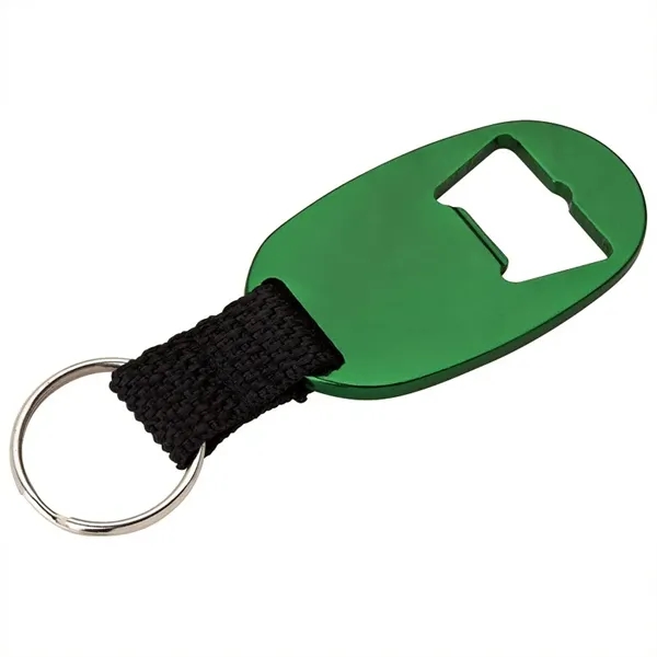 0.25" x 3.75" x 1.38" aluminum bottle opener keyring with web... from ASI 67866 Logomark/Valumark / Valumark™