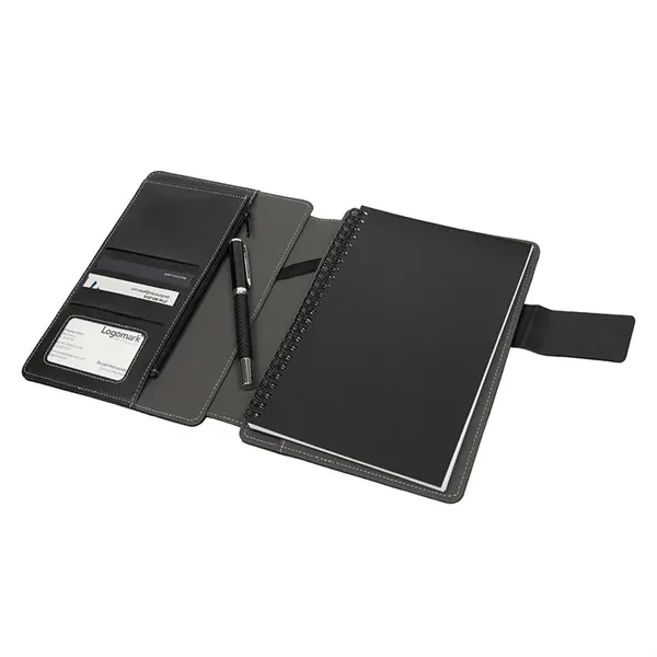 1.06" x 8.75" x 7" leatherette padfolio with spiral bound 50-page... from ASI 67866 Logomark/Valumark