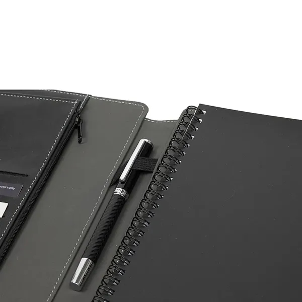 1.06" x 8.75" x 7" leatherette padfolio with spiral bound 50-page... from ASI 67866 Logomark/Valumark