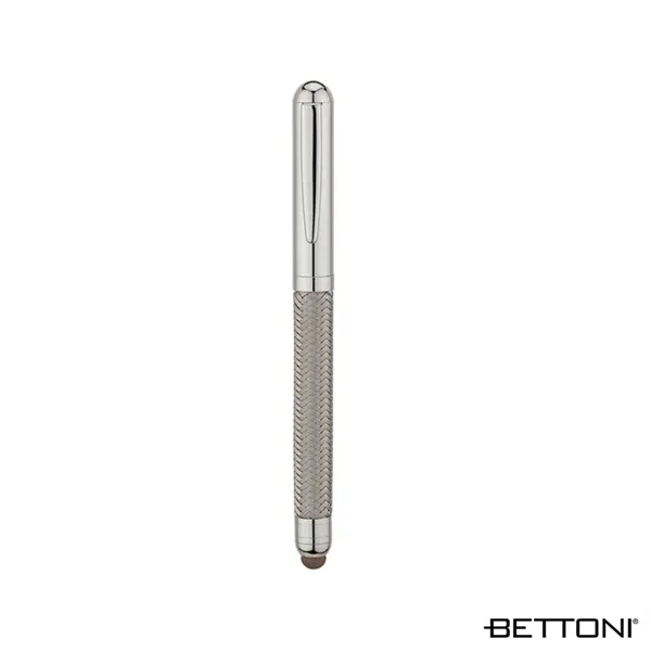 Solid brass rollerball pen with woven steel barrel, cap-off design, chrome... from ASI 67866 Logomark/Valumark