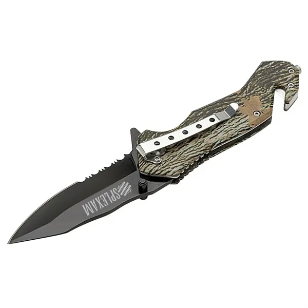 Nutwood Camo Rescue Knife... from ASI 67866 Logomark/Valumark