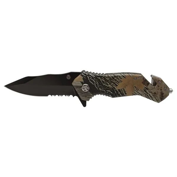 Nutwood Camo Rescue Knife... from ASI 67866 Logomark/Valumark