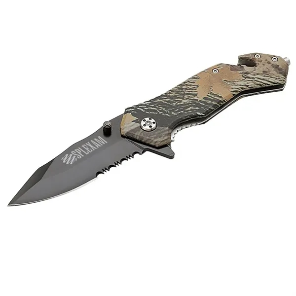 Nutwood Camo Rescue Knife... from ASI 67866 Logomark/Valumark