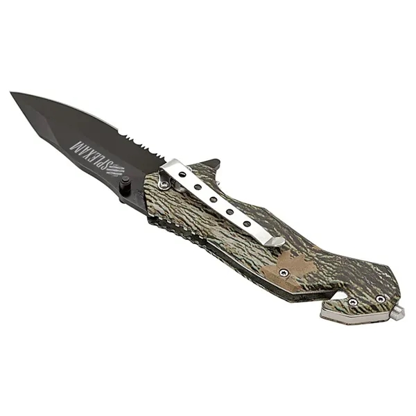 Nutwood Camo Rescue Knife... from ASI 67866 Logomark/Valumark