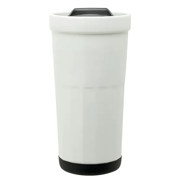 3.5" x 7.12" x 3.62" double-walled ceramic 16-ounce tumbler with rubber... from ASI 67866 Logomark/Valumark