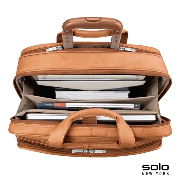 6.5" x 12.5" x 16.5" Solo® leather rolling trolley case with... from ASI 67866 Logomark/Valumark