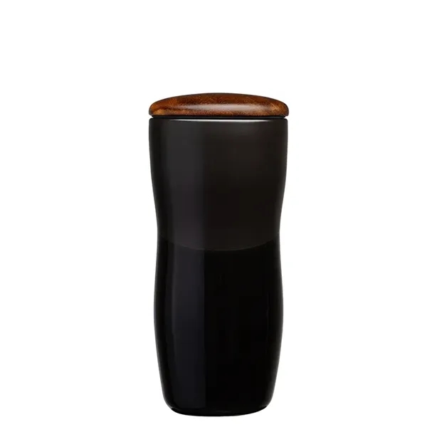 Tarrazu 12 oz. Double Wall Ceramic Tumbler w/ Wood Lid... from ASI 67866 Logomark/Valumark