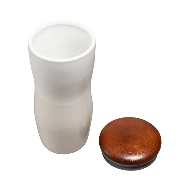 Tarrazu 12 oz. Double Wall Ceramic Tumbler w/ Wood Lid... from ASI 67866 Logomark/Valumark