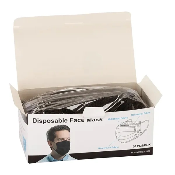 Shield III Box of 50pcs Black Disposable Face Masks... from ASI 67866 Logomark/Valumark