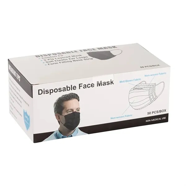 Shield III Box of 50pcs Black Disposable Face Masks... from ASI 67866 Logomark/Valumark
