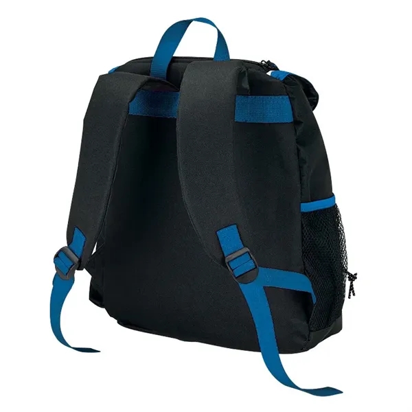 PEVA-lined backpack cooler; 18-can capacity with carrying handle and adjustable padded... from ASI 67866 Logomark/Valumark