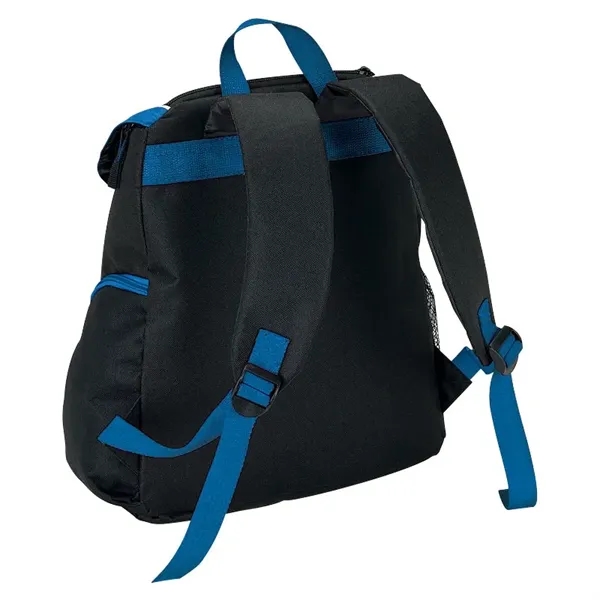 PEVA-lined backpack cooler; 18-can capacity with carrying handle and adjustable padded... from ASI 67866 Logomark/Valumark